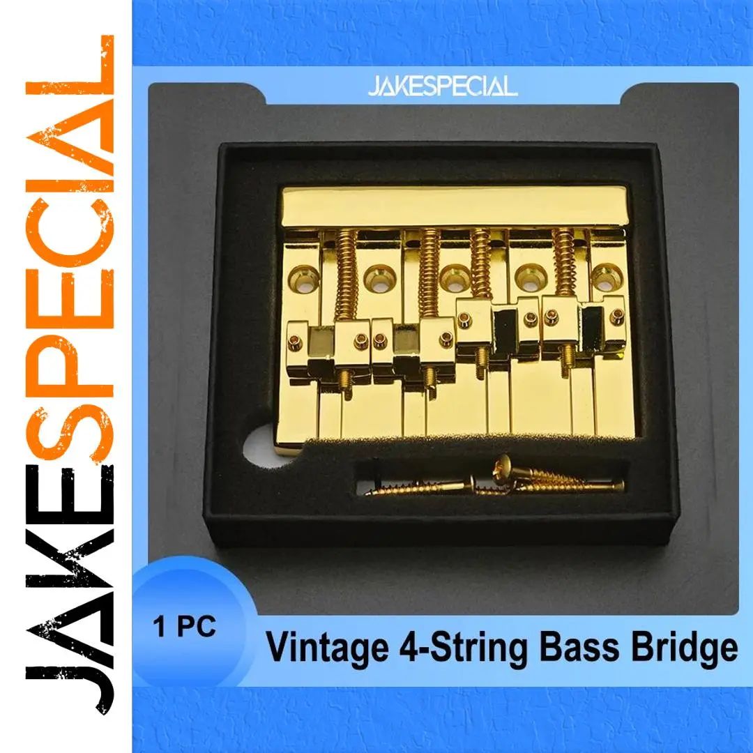 Vintage 4-String Bass Bridge in Shiny Gold 1 Vintage 4-String Bass Bridge in Shiny Gold