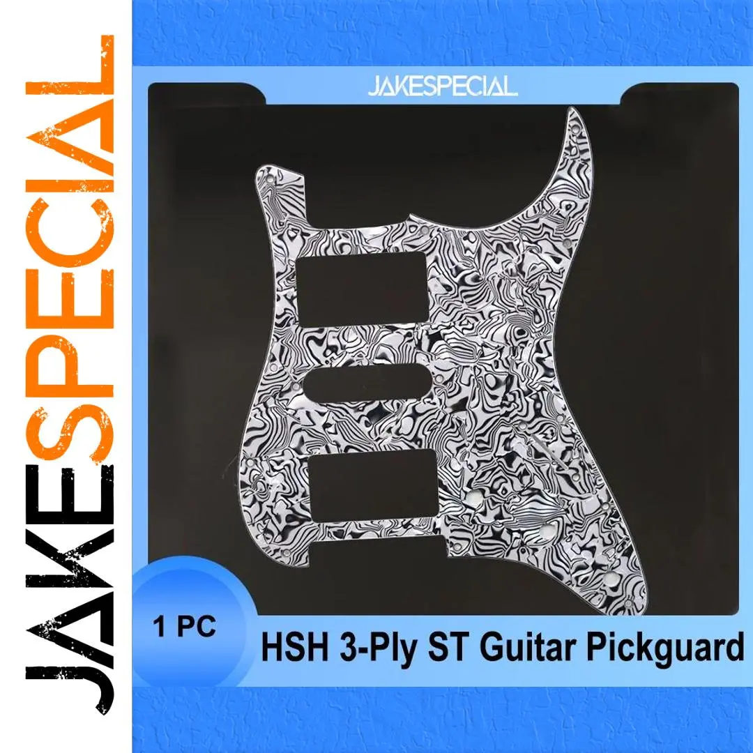 HSH Electric Guitar 3 Ply Pickguard Black White 1 HSH Electric Guitar 3 Ply Pickguard Black White
