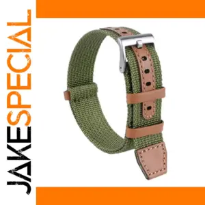 Nylon Leather Watch Strap in Green and Brown 20mm 22mm