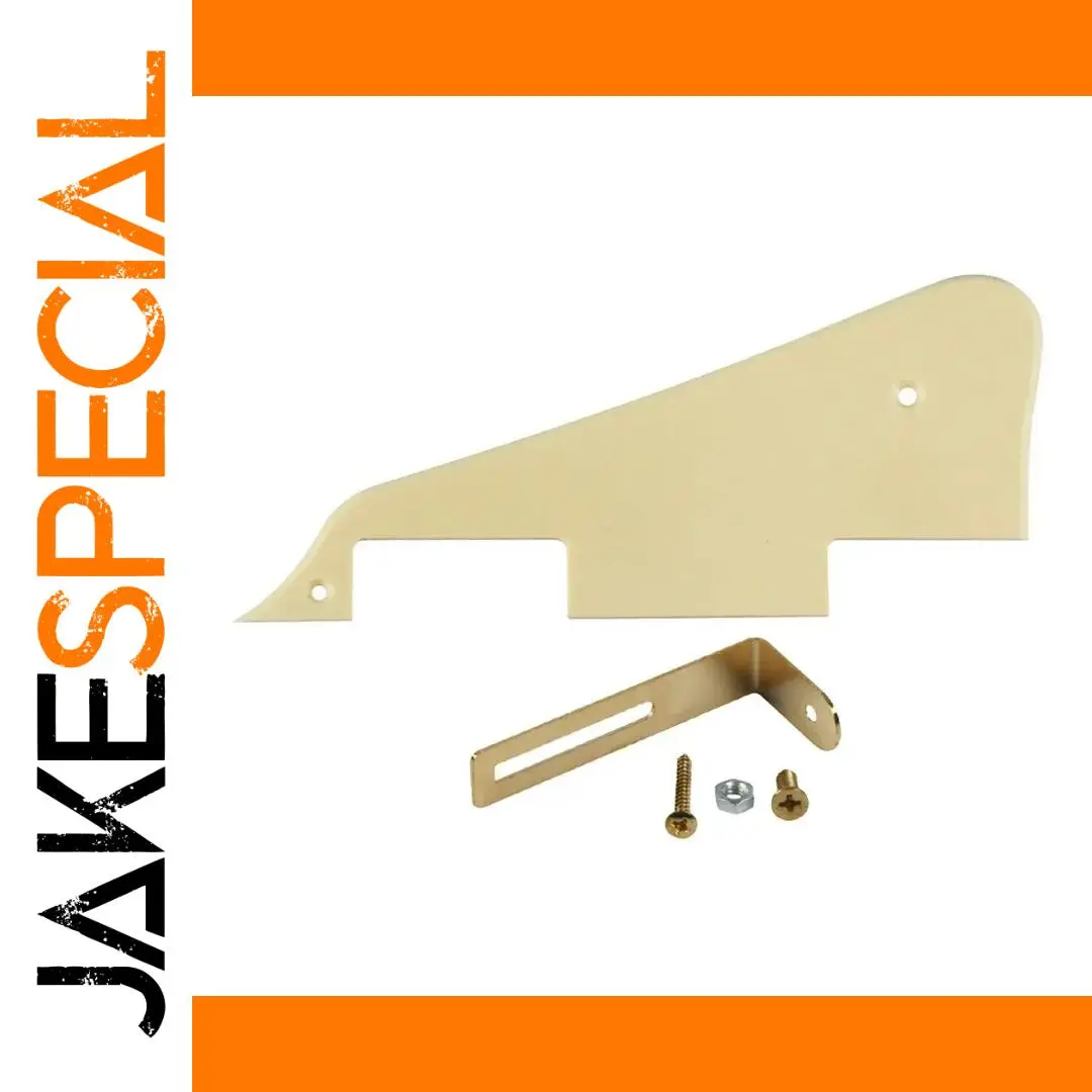LP-Style Guitar Beige PVC Pickguard with Gold Bracket 1 LP-Style Guitar Beige PVC Pickguard with Gold Bracket