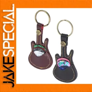 Leather Guitar Pick Bag with Picks and Key Ring