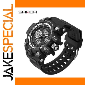 SANDA 6021 Men's Sport Watch in Black/Silver