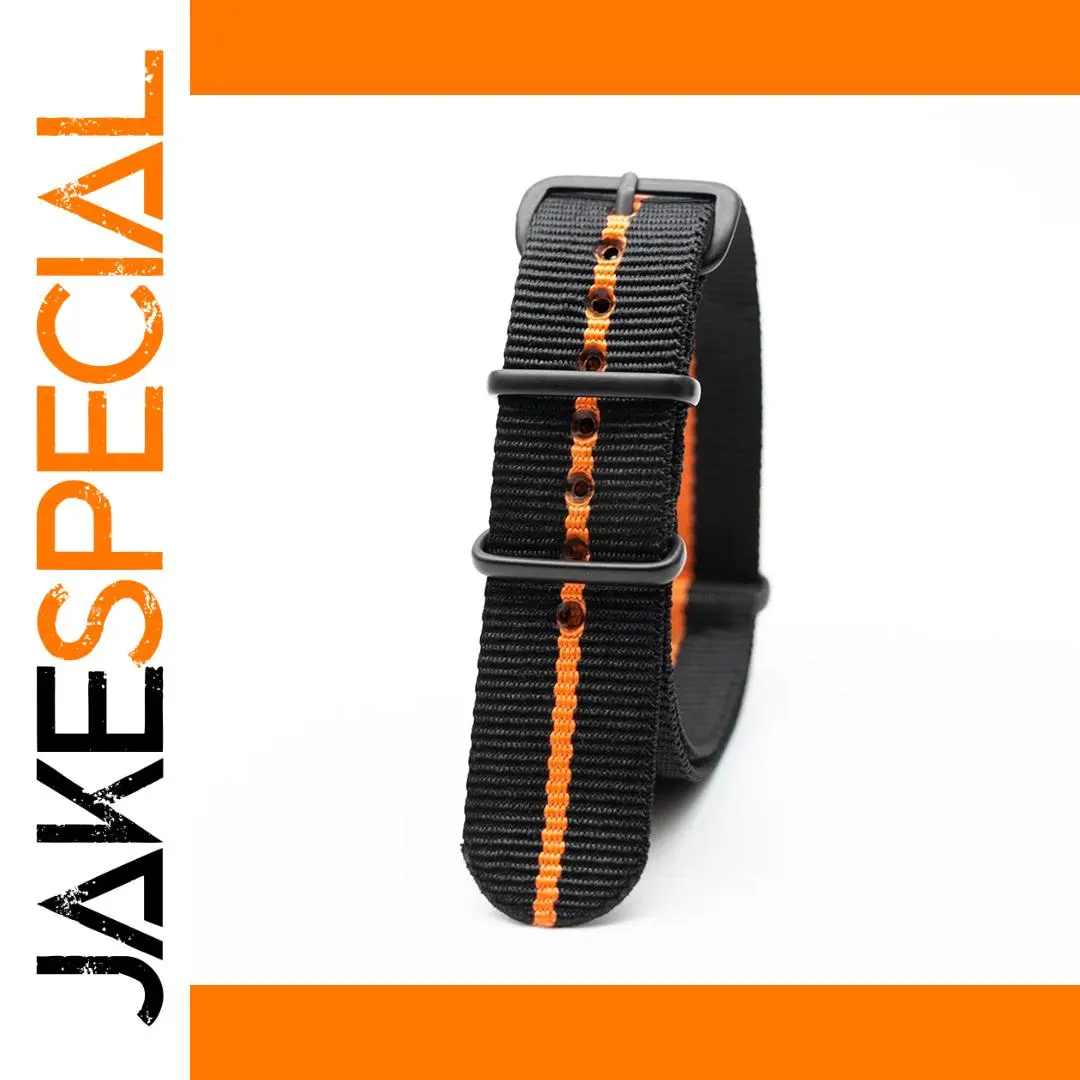 Nylon Watch Strap Black and Orange 18-24mm 1 Nylon Watch Strap Black and Orange 18-24mm
