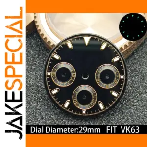 VK63 Black Luminous 29mm Watch Dial