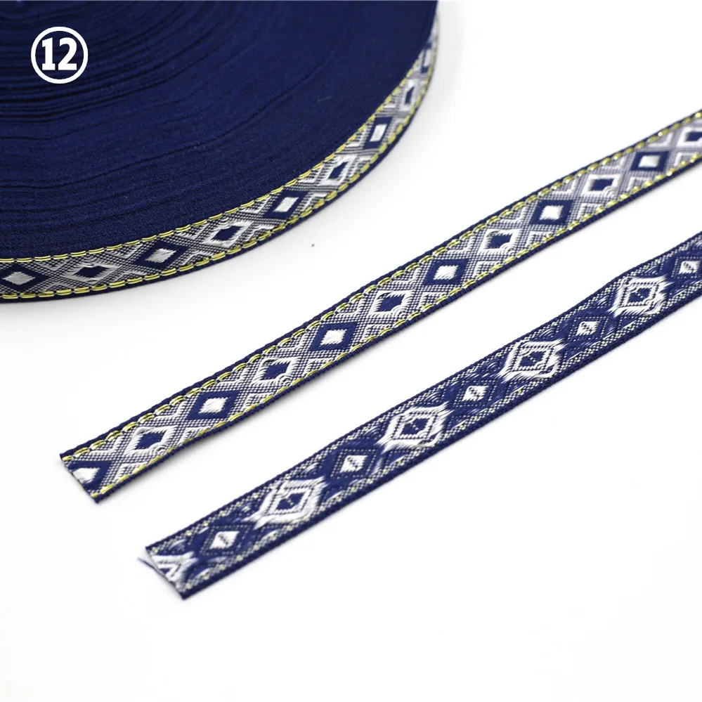 12MM Rhombus Jacquard Ribbon Lace Trim 5 Yards 8 12MM Rhombus Jacquard Ribbon Lace Trim 5 Yards - Image 8