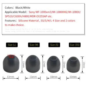 Extended Silicone Ear Tips for Sony Headphones 9 H76c16d828cf1460796327e62e7baa636D