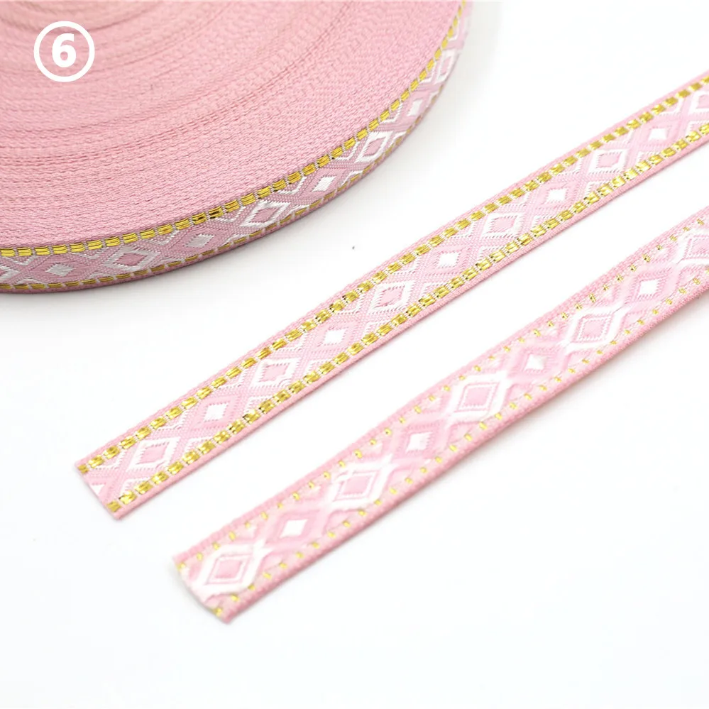 12MM Rhombus Jacquard Ribbon Lace Trim 5 Yards 14 12MM Rhombus Jacquard Ribbon Lace Trim 5 Yards - Image 14