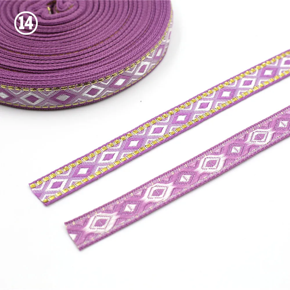 12MM Rhombus Jacquard Ribbon Lace Trim 5 Yards 20 12MM Rhombus Jacquard Ribbon Lace Trim 5 Yards - Image 20