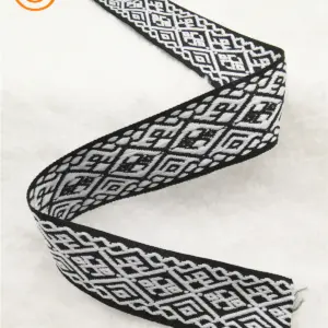 1 Inch Geometric Jacquard Ribbon 5 Yards Roll 45 H9f5b28e64b5f42c9b8b373095d41b0587