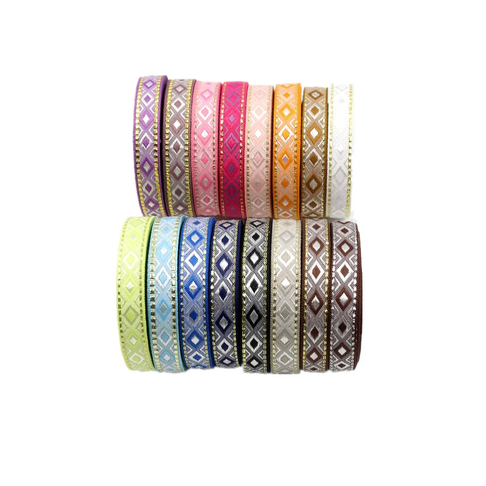 12MM Rhombus Jacquard Ribbon Lace Trim 5 Yards 4 12MM Rhombus Jacquard Ribbon Lace Trim 5 Yards - Image 4
