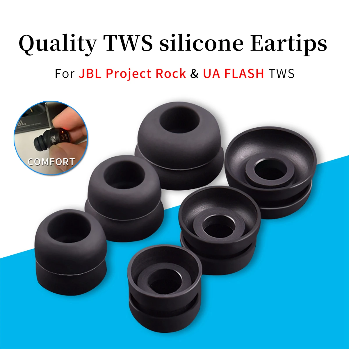 6Pcs Silicone Ear Tips for JBL Headphones 2 6Pcs Silicone Ear Tips for JBL Headphones - Image 2