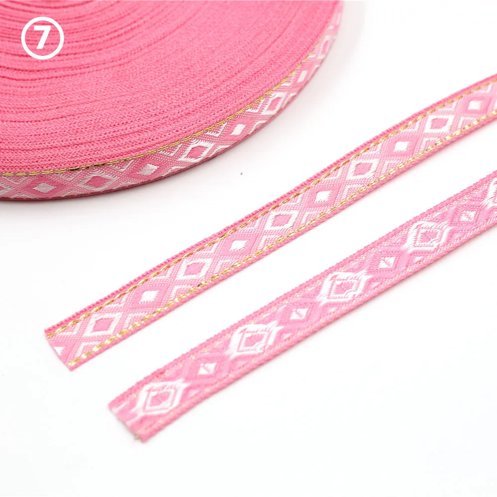 12MM Rhombus Jacquard Ribbon Lace Trim 5 Yards 13 12MM Rhombus Jacquard Ribbon Lace Trim 5 Yards - Image 13