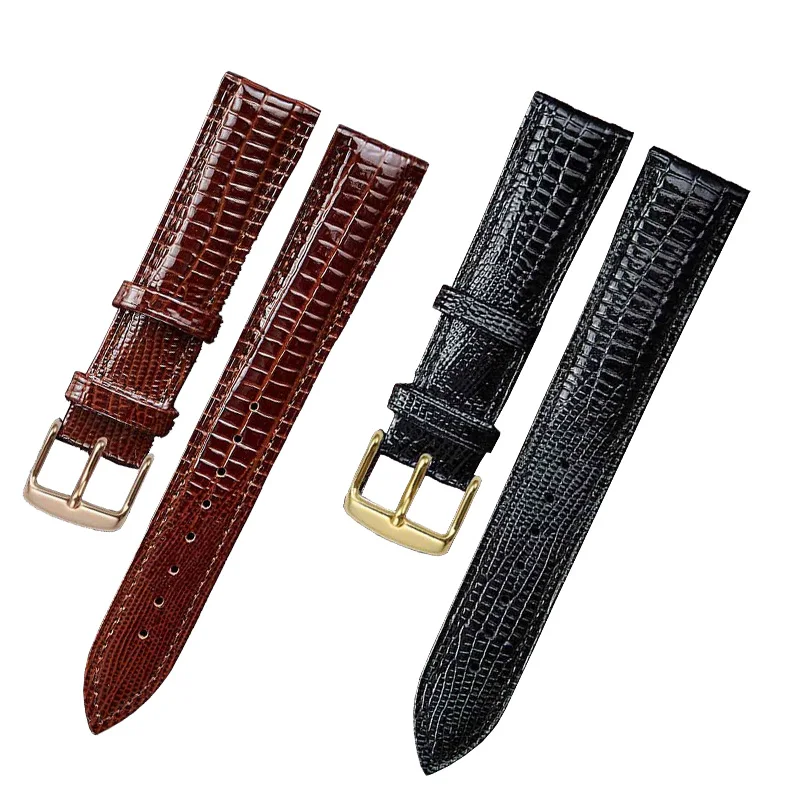Elegant Black Lizard Texture Leather Watchband 2 Elegant Black Lizard Texture Leather Watchband - Image 2
