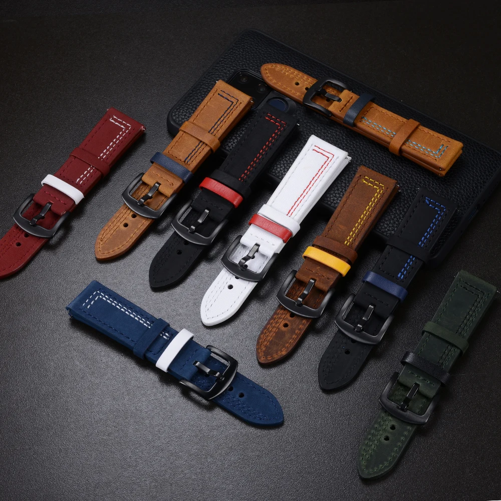 Vintage Genuine Leather Watchband for 20mm/22mm Watches 7 Vintage Genuine Leather Watchband for 20mm/22mm Watches - Image 7