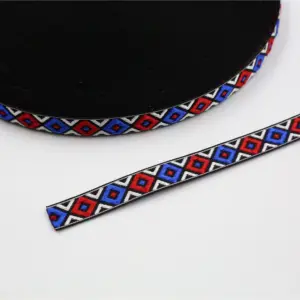 Vibrant Geometric Rhombus Jacquard Ribbon 5 Yards 43 Hf4d50572c3314401afbafd8bdcc4a890y