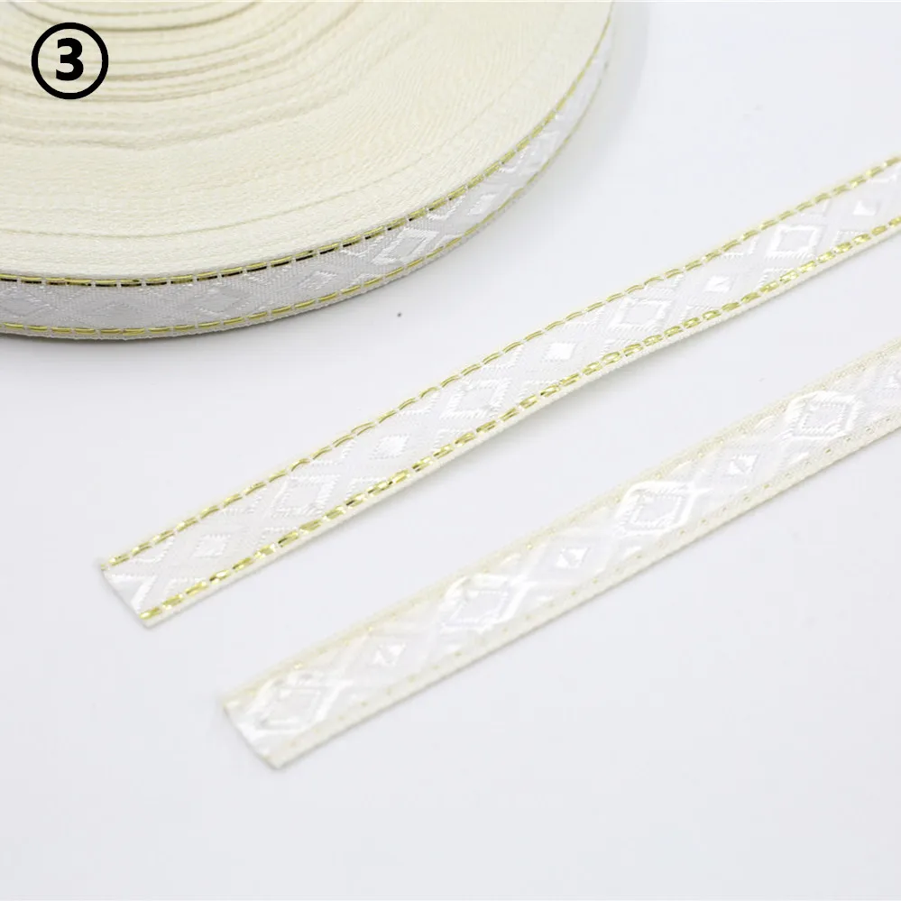 12MM Rhombus Jacquard Ribbon Lace Trim 5 Yards 17 12MM Rhombus Jacquard Ribbon Lace Trim 5 Yards - Image 17