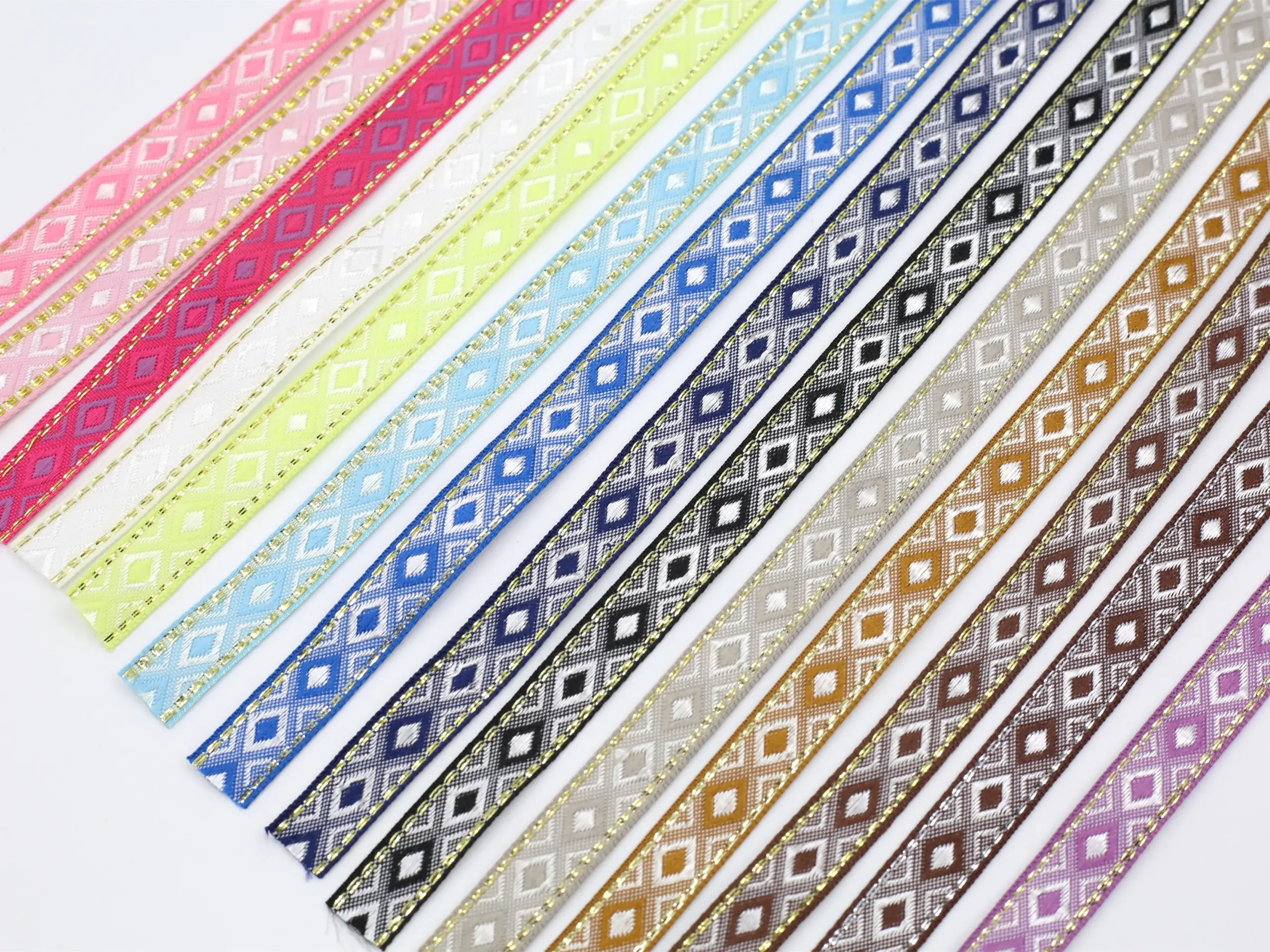 12MM Rhombus Jacquard Ribbon Lace Trim 5 Yards 3 12MM Rhombus Jacquard Ribbon Lace Trim 5 Yards - Image 3