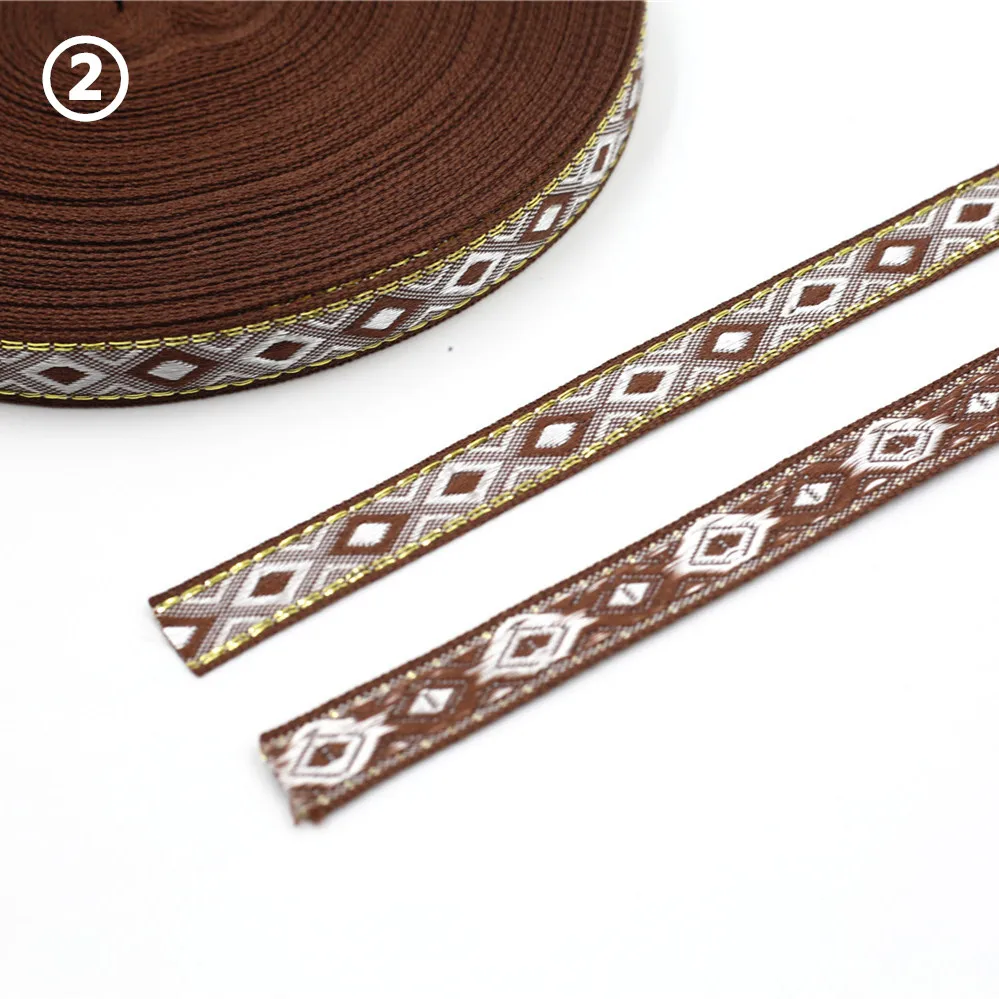 12MM Rhombus Jacquard Ribbon Lace Trim 5 Yards 6 12MM Rhombus Jacquard Ribbon Lace Trim 5 Yards - Image 6