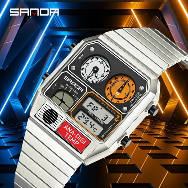 SANDA 3192 Gold Stainless Steel Men's Watch - Image 7