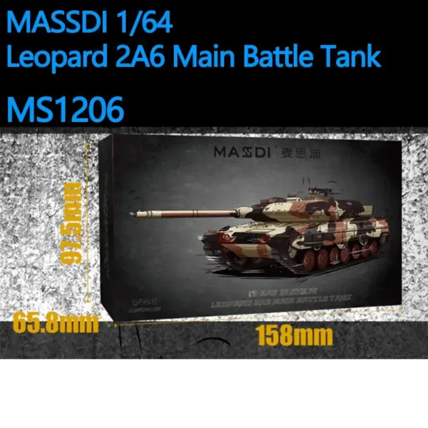 MASSDI 1/64 Scale Leopard 2A6 Tank Model - Image 7