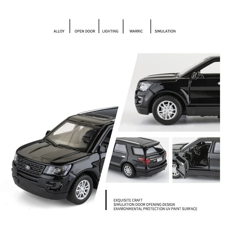1:36 Scale Ford Explorer Diecast Model Black 3 1:36 Scale Ford Explorer Diecast Model Black - Image 3