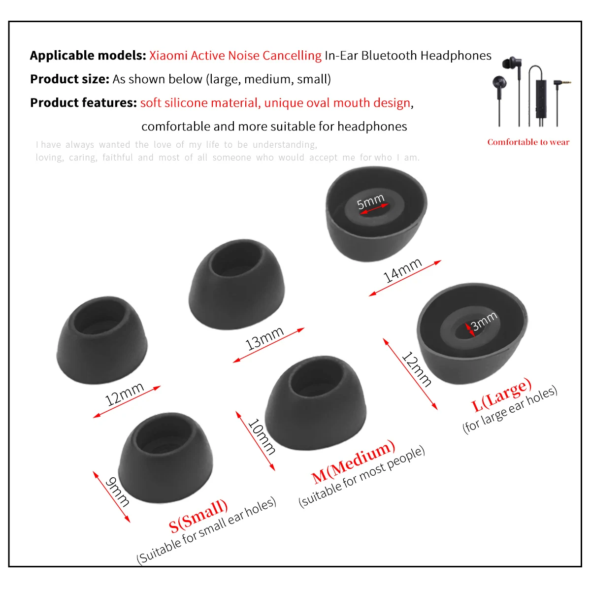 Silicone Ear Tips Set for Bluetooth Earphones 4 Silicone Ear Tips Set for Bluetooth Earphones - Image 4