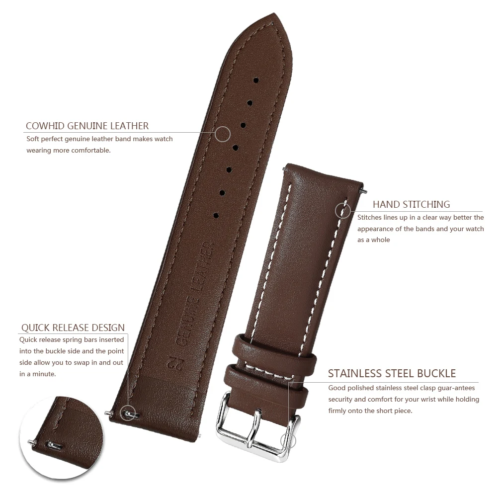 Genuine Leather Watch Band for Galaxy Watch 4 Genuine Leather Watch Band for Galaxy Watch - Image 4