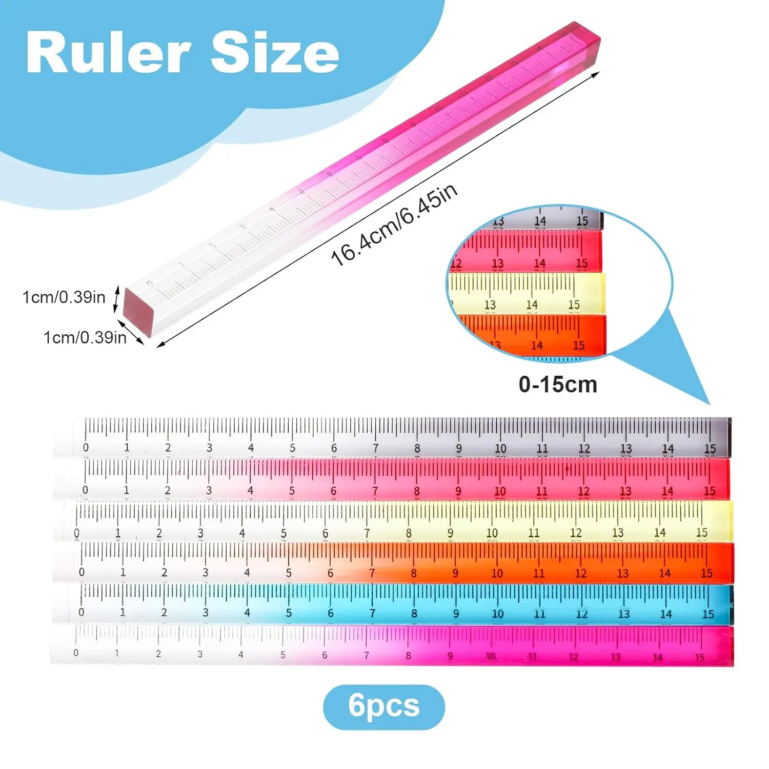 15cm Colorful Clear Acrylic Straight Ruler 5 15cm Colorful Clear Acrylic Straight Ruler - Image 5