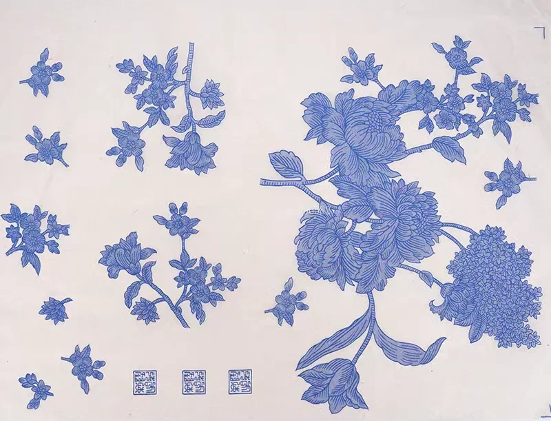 Blue and White Ceramic Underglaze Sticker Set 25 Blue and White Ceramic Underglaze Sticker Set - Image 25