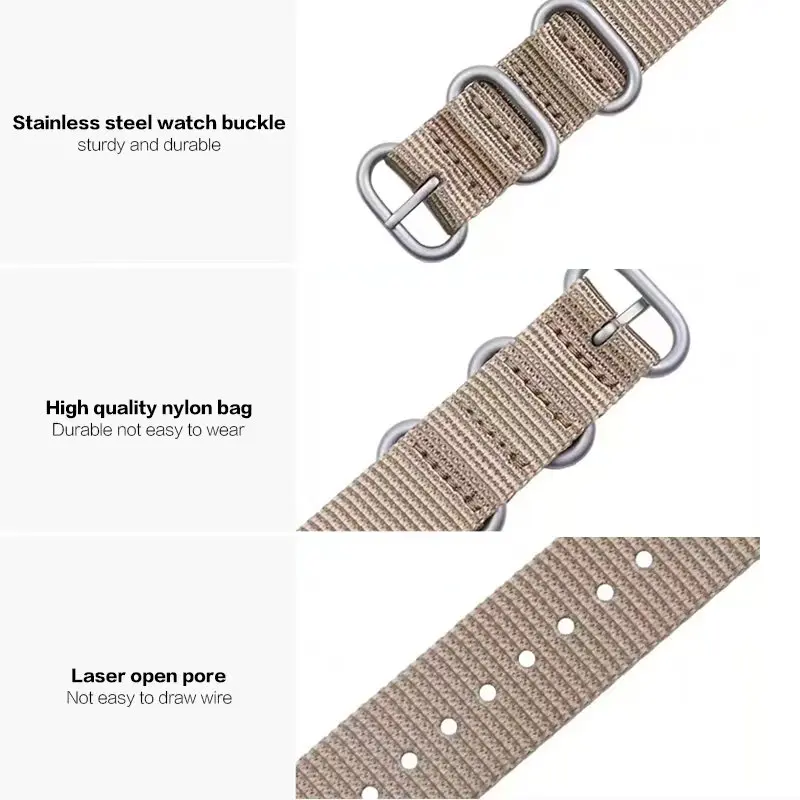 Black Nylon Woven NATO Watchband Strap 18-24mm 5 Black Nylon Woven NATO Watchband Strap 18-24mm - Image 5