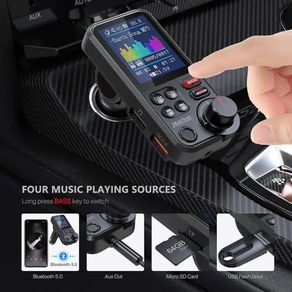 Bluetooth Car Adapter with TFT Display and Dual USB - Image 3