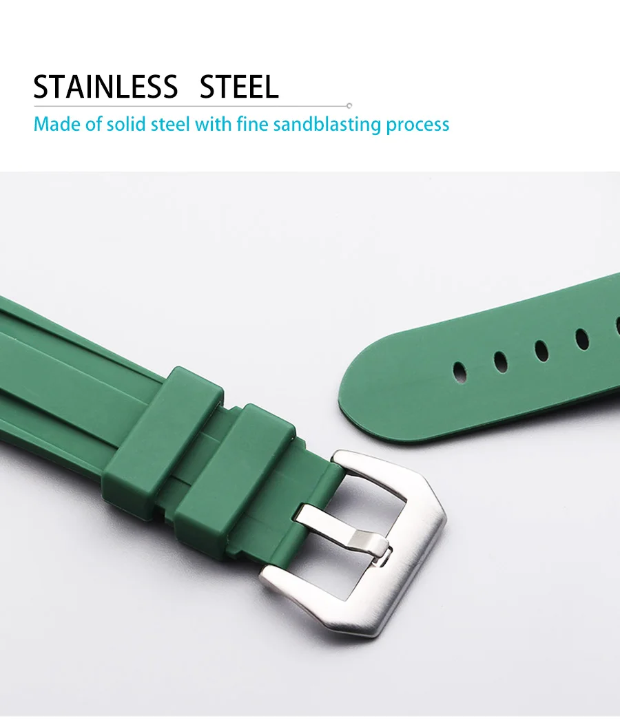 Silicone Watch Band in White Silver Finish 5 Silicone Watch Band in White Silver Finish - Image 5