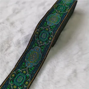 Vibrant 33mm Floral Jacquard Ribbon 7 Yards 17 S168360fe96ad4bde92e07f3c3135cb628