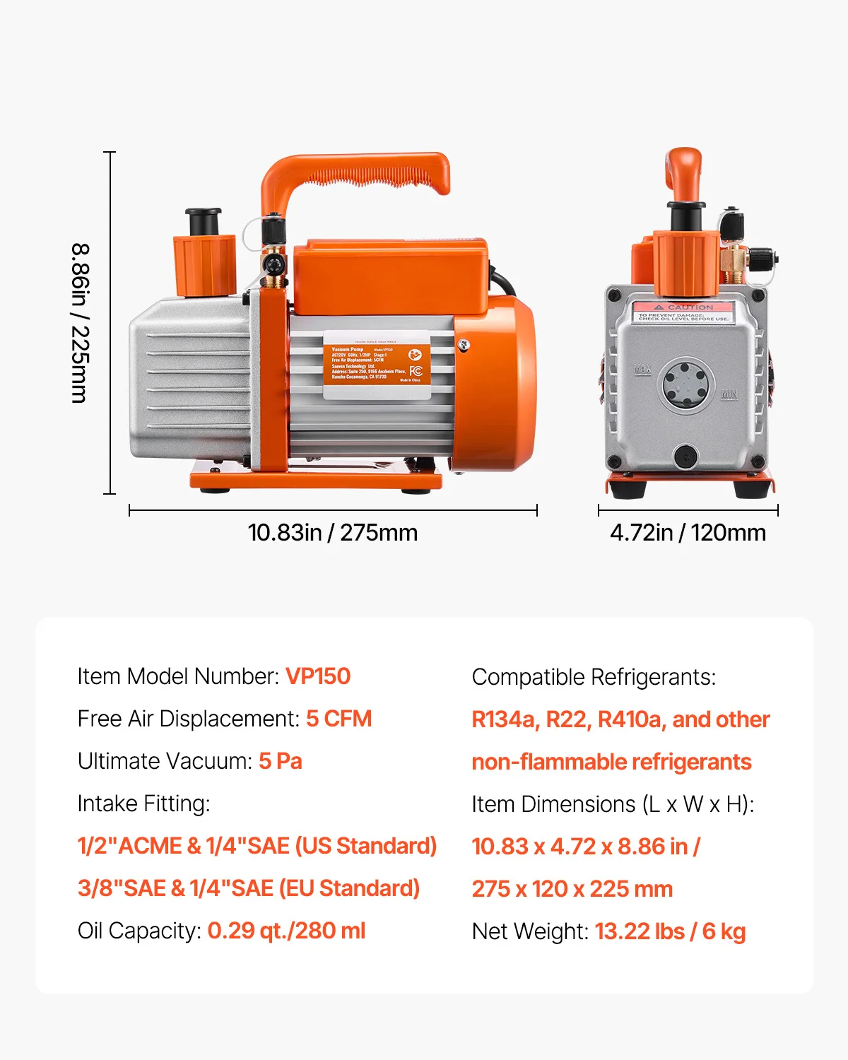 VEVOR Vacuum Pump with 0.35 qt Oil Bottle 7 VEVOR Vacuum Pump with 0.35 qt Oil Bottle - Image 7