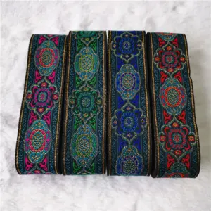 Vibrant 33mm Floral Jacquard Ribbon 7 Yards 12 S1983a5ab673d4fc7990ac6276fcb739bq