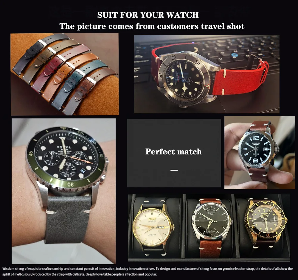 Brown Genuine Leather Watch Band 20 cm 18-24mm 7 Brown Genuine Leather Watch Band 20 cm 18-24mm - Image 7