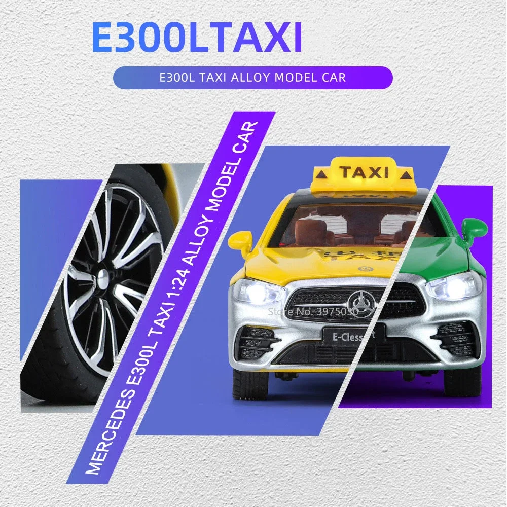 1:24 Scale E300L Taxi Diecast Model Toy 3 1:24 Scale E300L Taxi Diecast Model Toy - Image 3