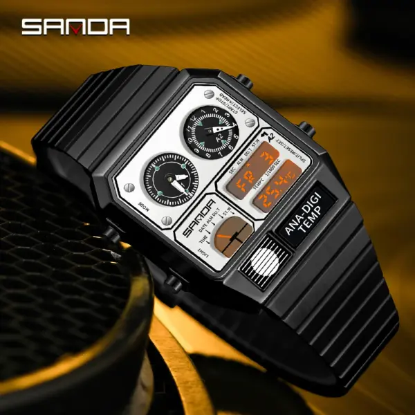SANDA 3192 Gold Stainless Steel Men's Watch - Image 3