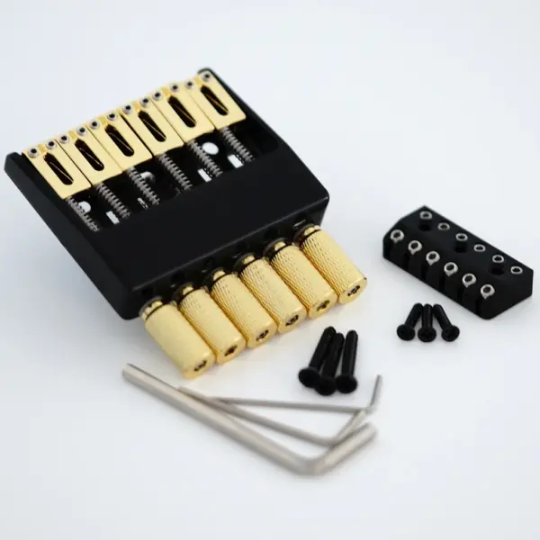 6 String Headless Guitar Bridge Tailpiece Gold - Image 8