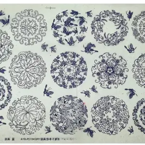 Blue and White Ceramic Underglaze Sticker Set 35 S2164d1d9178447fa89bc1df0e81674b4R