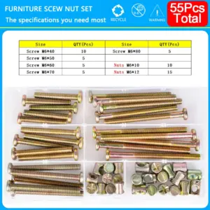Hexagon Hex Furniture Screw Nut Set M6 Assortment 19 S23ce12b6c9974b0080f11ee8b1975ce1A