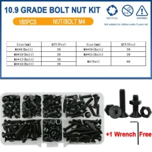 Grade 10.9 Carbon Steel Bolt Nut Kit M2-M6 22 S25829155ae2f4cb48a426c286914cb88h