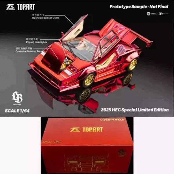 1/64 Scale LB Countach Kantash Model Red Alloy - Image 5