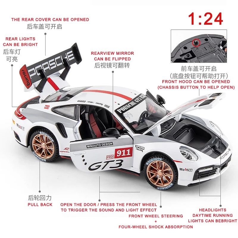 Porsche 911 GT3 RSR Diecast Model Car 2 Porsche 911 GT3 RSR Diecast Model Car - Image 2