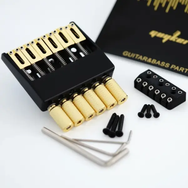 6 String Headless Guitar Bridge Tailpiece Gold - Image 2