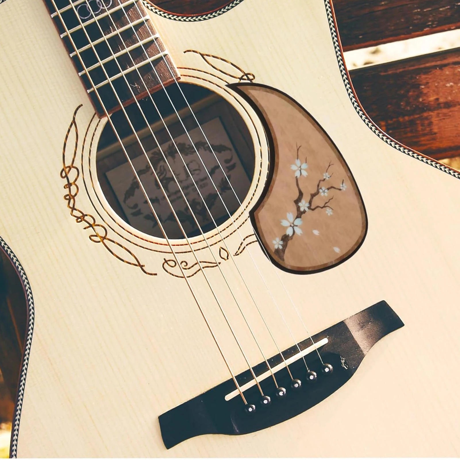 Acoustic Guitar Pickguard Set with Floral Designs 2 Acoustic Guitar Pickguard Set with Floral Designs - Image 2