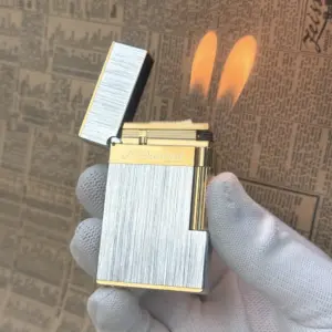 Fashion Dual Flame Brass Lighter with Engraving