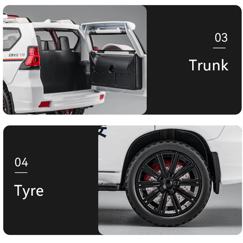 1/24 Scale Toyota Land Cruiser Prado Police Model 6 1/24 Scale Toyota Land Cruiser Prado Police Model - Image 6