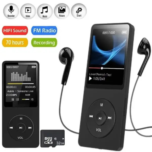Stylish Pink Bluetooth MP4 Player with Screen - Image 2