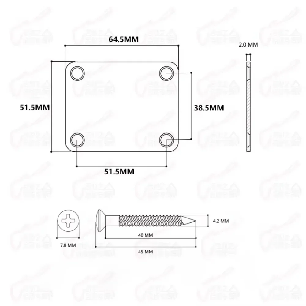 Shiny Chrome Electric Guitar/Bass Neck Plate 8038 4 Shiny Chrome Electric Guitar/Bass Neck Plate 8038 - Image 4